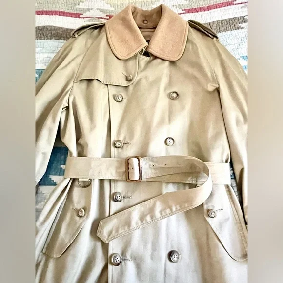 Vintage Austin Reed Tan Regent Street Trench Coat London Heritage 1970s Men 38R